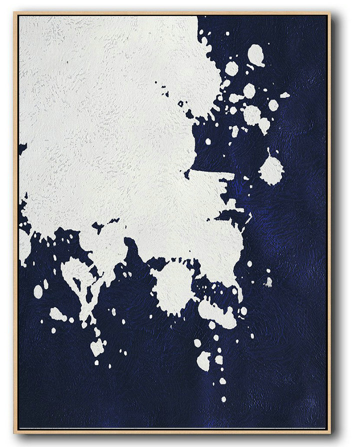 Handmade Painting Large Abstract Art,Buy Hand Painted Navy Blue Abstract Painting Online,Acrylic Painting Large Wall Art